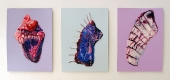 Triptych of Exotics - swarovski crystals and beads on paper
